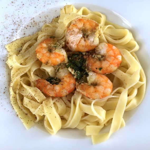 Crevetten in Curry-Kokos-Sauce